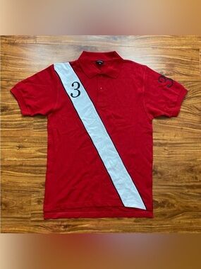 J. Peterman Mens Red 100% Cotton Collared Preppy Short Sleeve Polo Shirt Size S